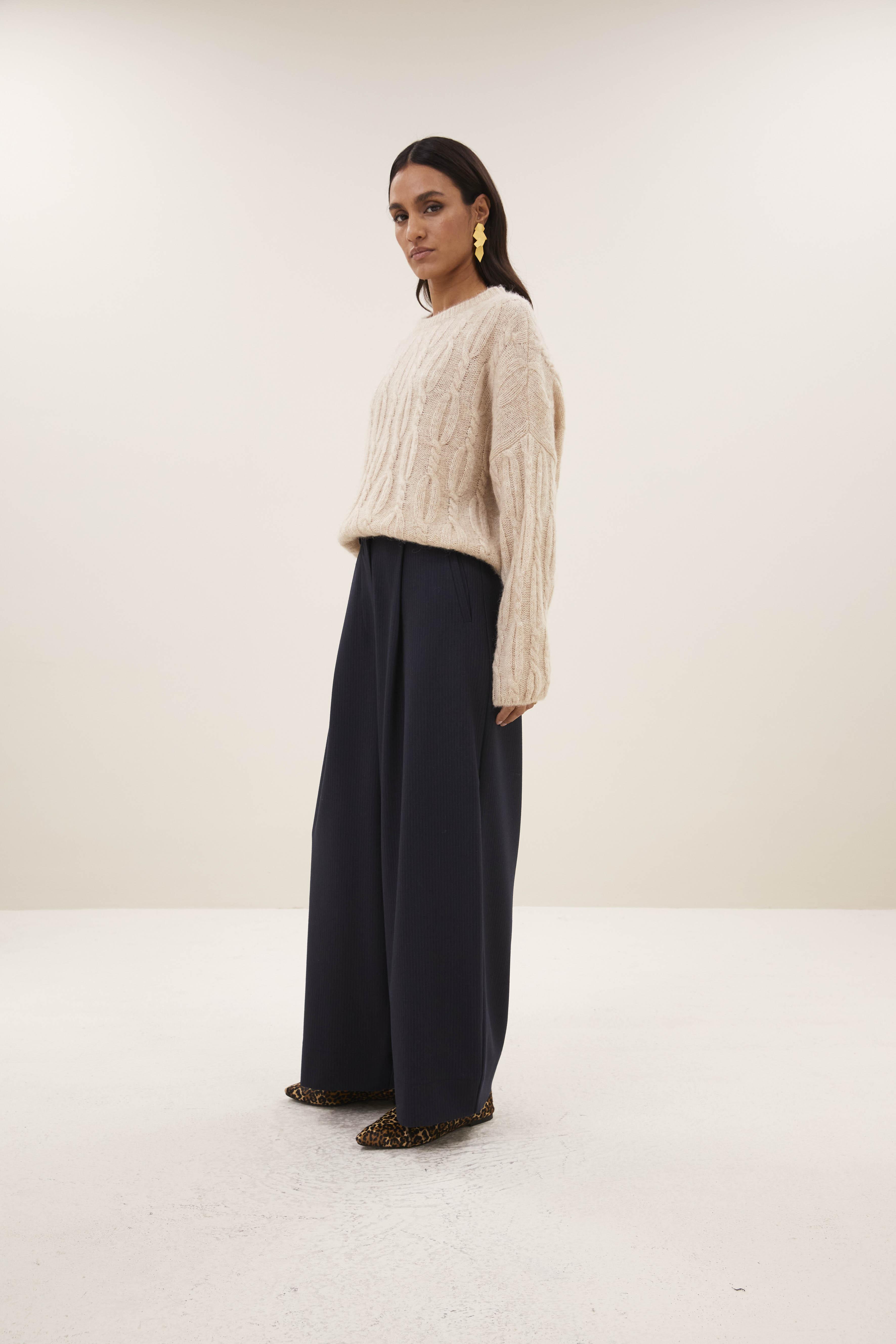 By-Bar Lora Pullover Chalk Damen Alpaka Wolle beige